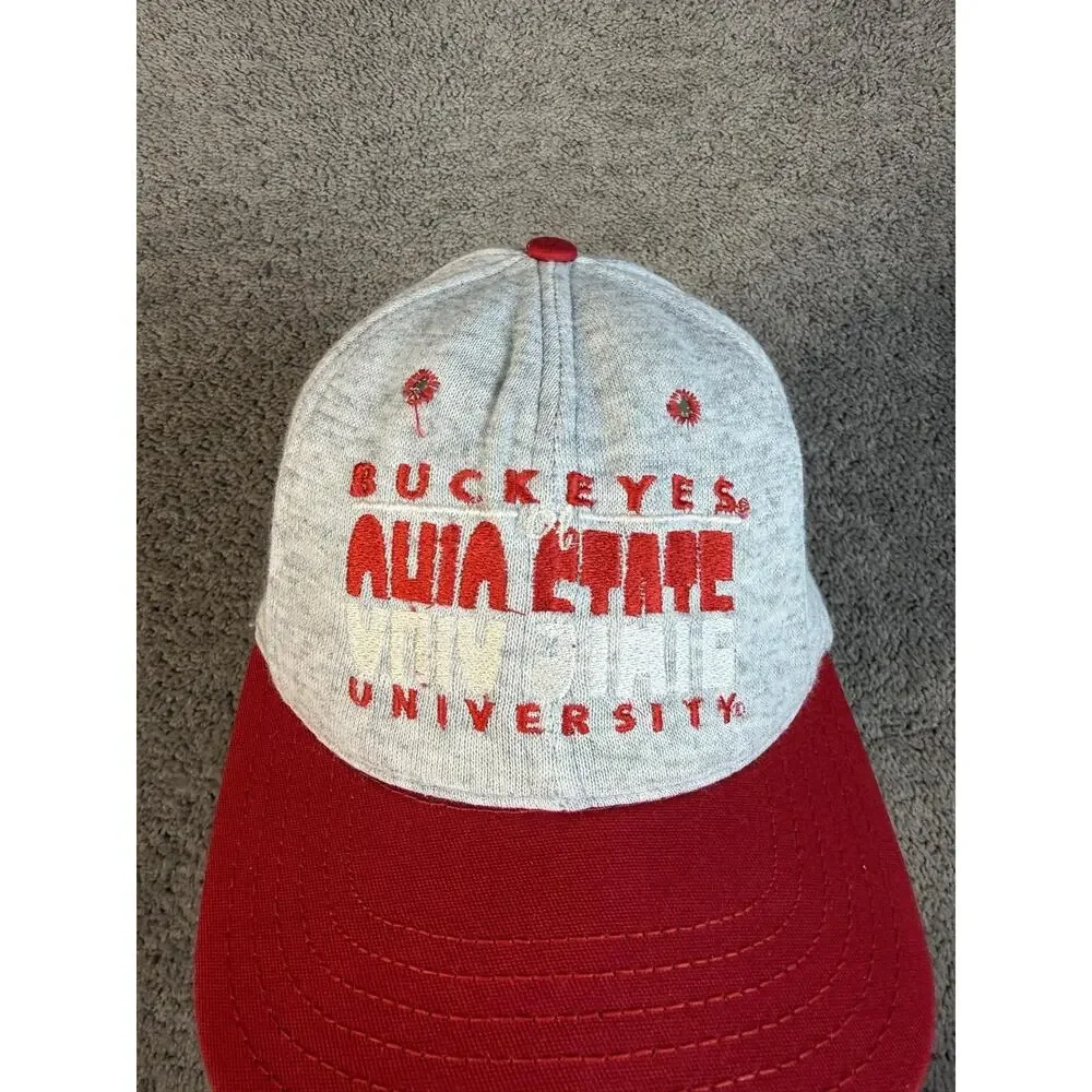 Ohio State Buckeyes Hat Mens One Size Gray Strap Back Football Team Apparel